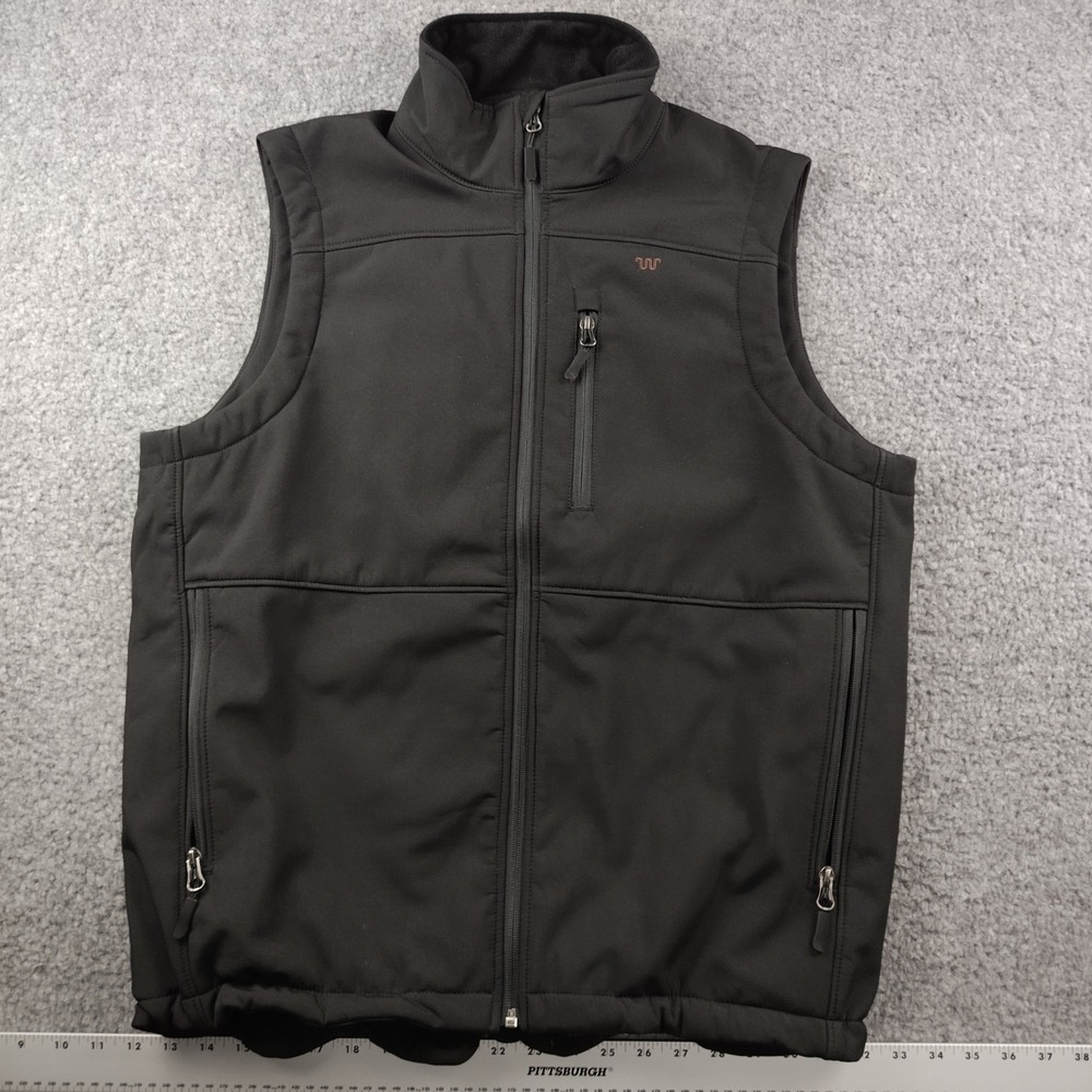 King Ranch Softshell Vest Mens Medium Black Embroider EUC
